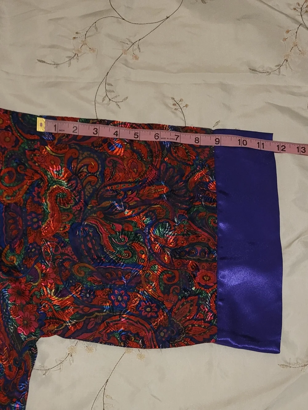 Vtg Victoria's Secret Gold Label Jewel Tone Purple Paisley Satin Maxi Robe OS - Picture 15 of 15